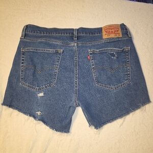 Levis 514 Cut Off Shorts Womens 36 Blue Distressed Summer Beach Pool